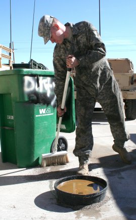 Pollution Prevention Soldier Demonstrating Pollution Prevention
