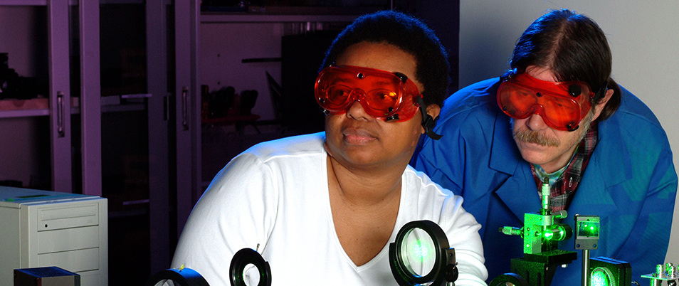 Scientists Studying Adaptive Optics in the Lab