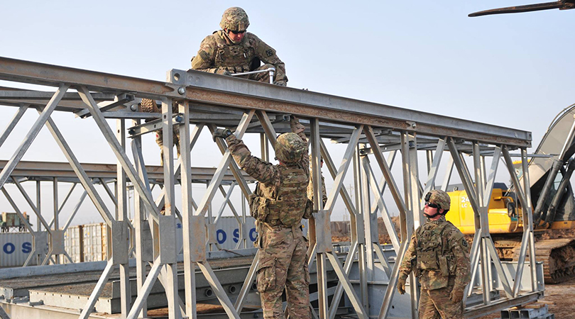 Bridge crewmembers of the 310th assemble a Maybe Johnson Bridge