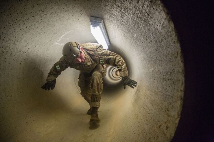 Confined space training in one of Fort A.P. Hill's tunnel systems