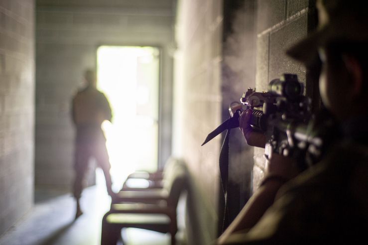 Room clearing exercise at shoot-house  