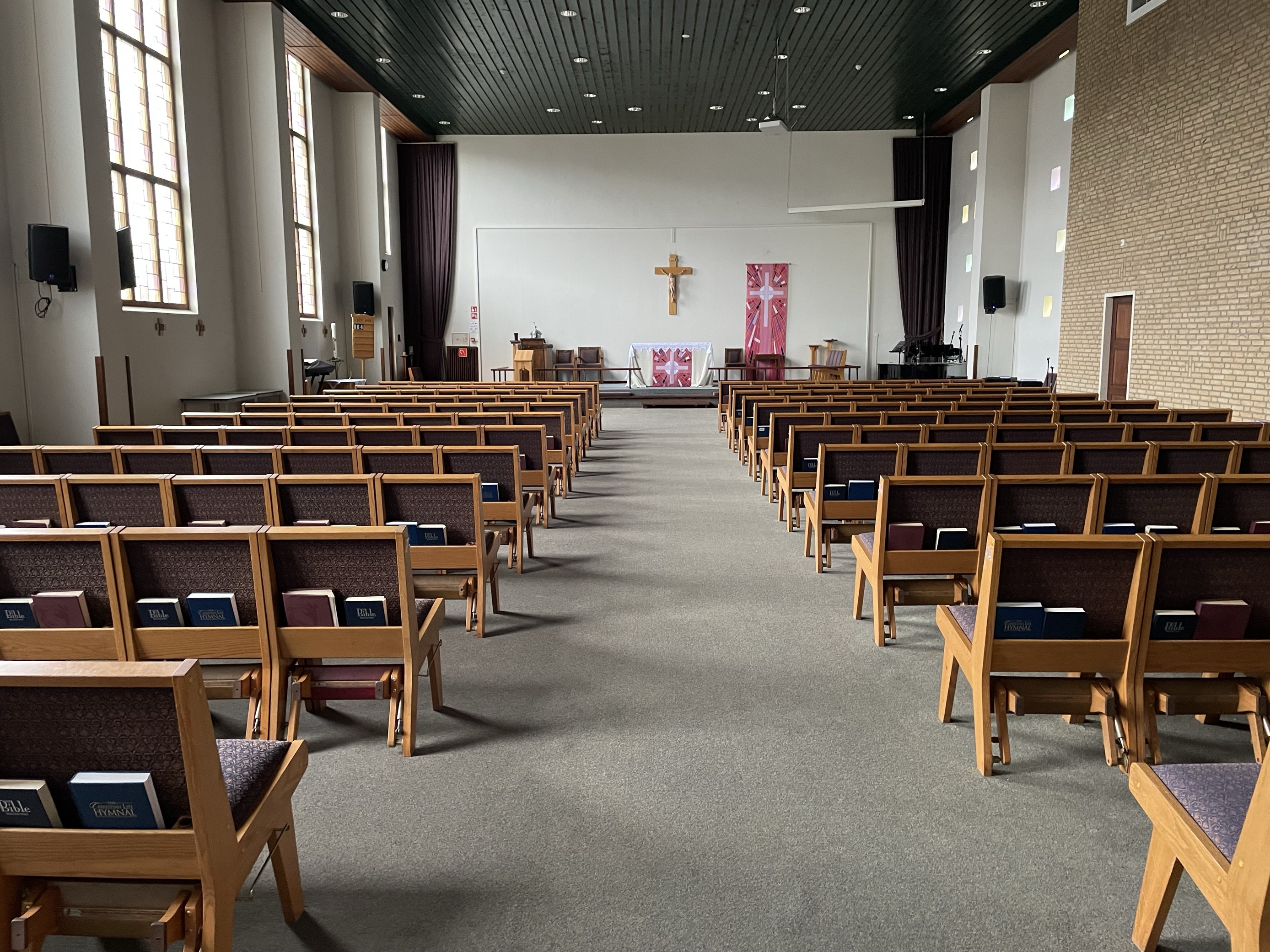 A photograph inside a chapel