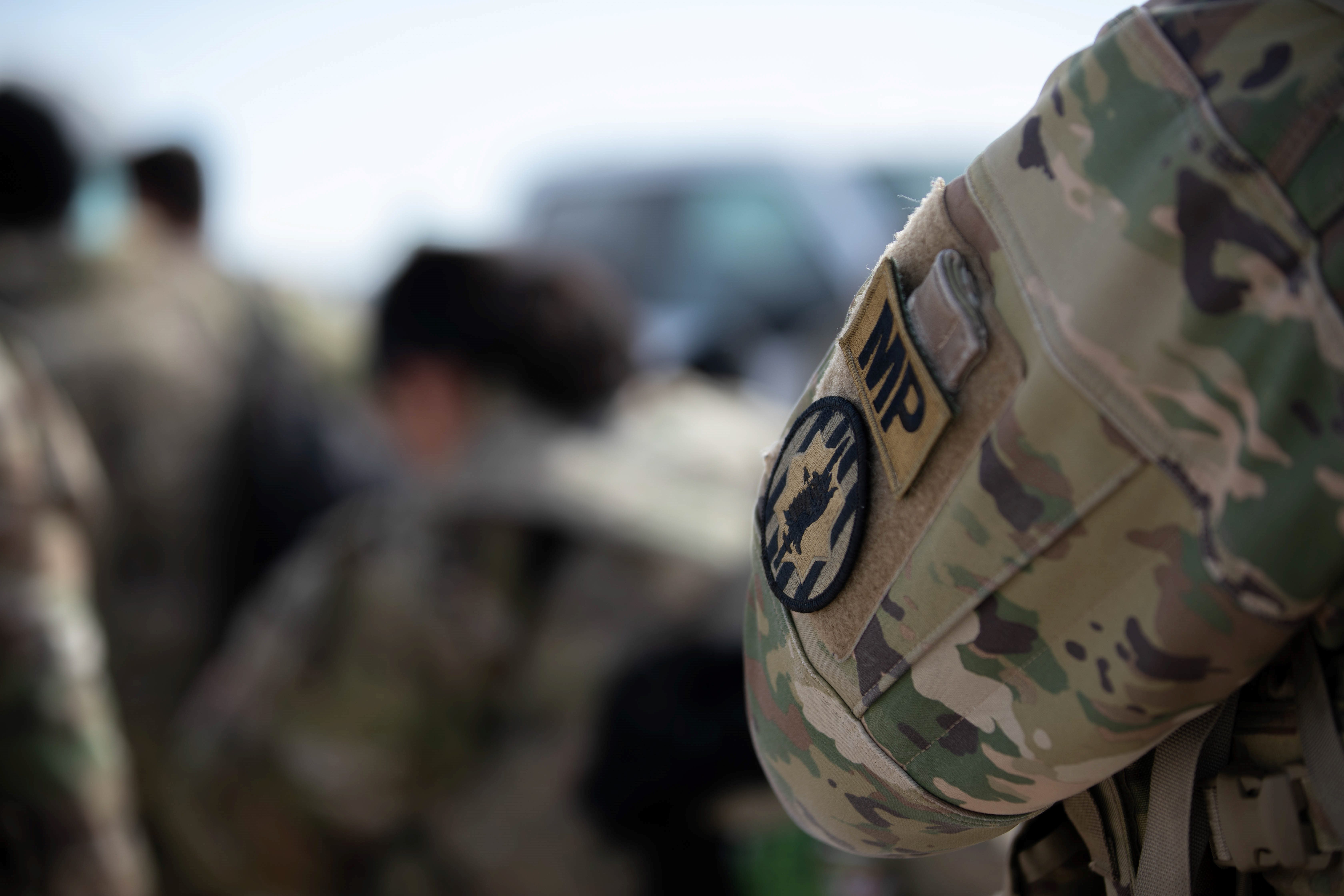 U.S. Soldiers, assigned to 984th Military Police Company, 759th Military Police Battalion, 89th Military Police Brigade, load onto buses at Biggs Army Airfield, Fort Bliss, Texas, Jan. 25, 2025. U.S. Northern Command is working together with the Department of Homeland Security to augment U.S. Customs and Border Protection along the southern border with additional military forces. This initial deployment of 1,500 active-duty personnel brings the total military Title 10 forces along the border to nearly 4,000 personnel. (U.S. Army photo by Pfc. Kelvineisha Buck)