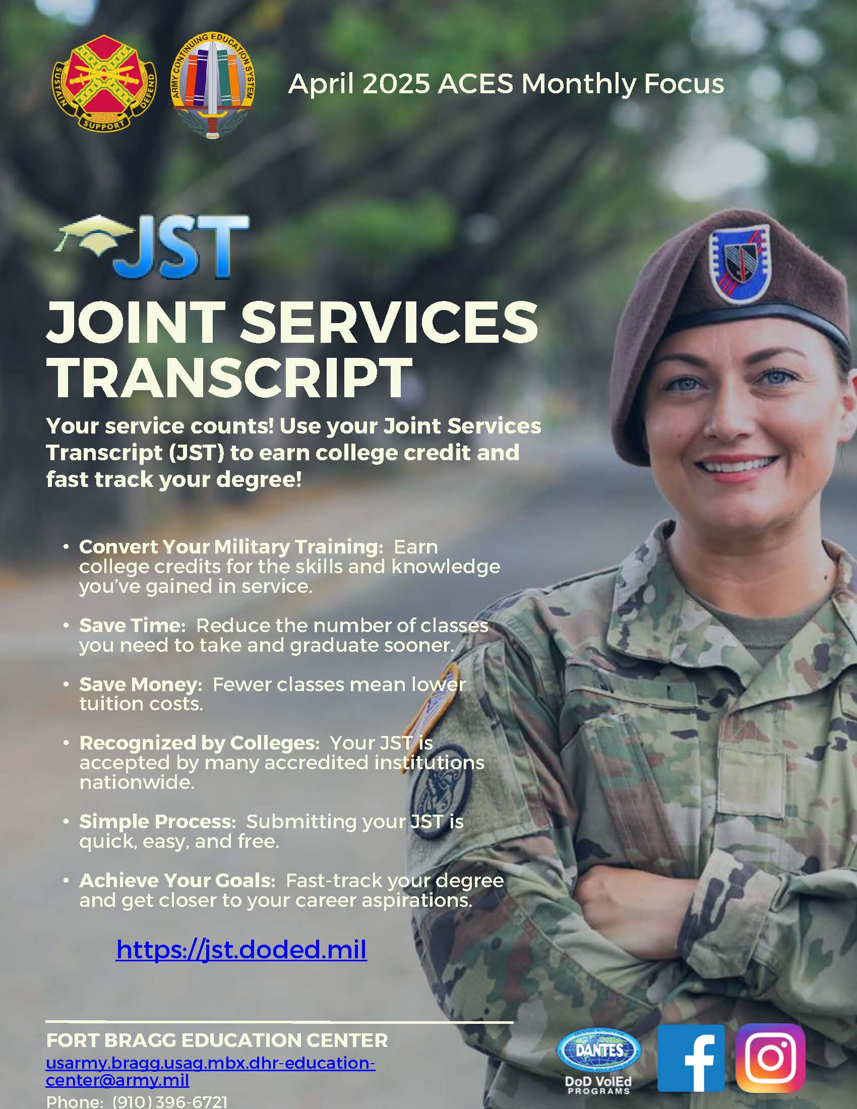 Flyer with Joint Services Transcript Information