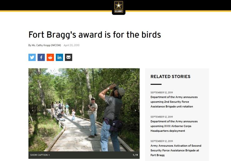Fort Bragg's award is for the birds.JPG