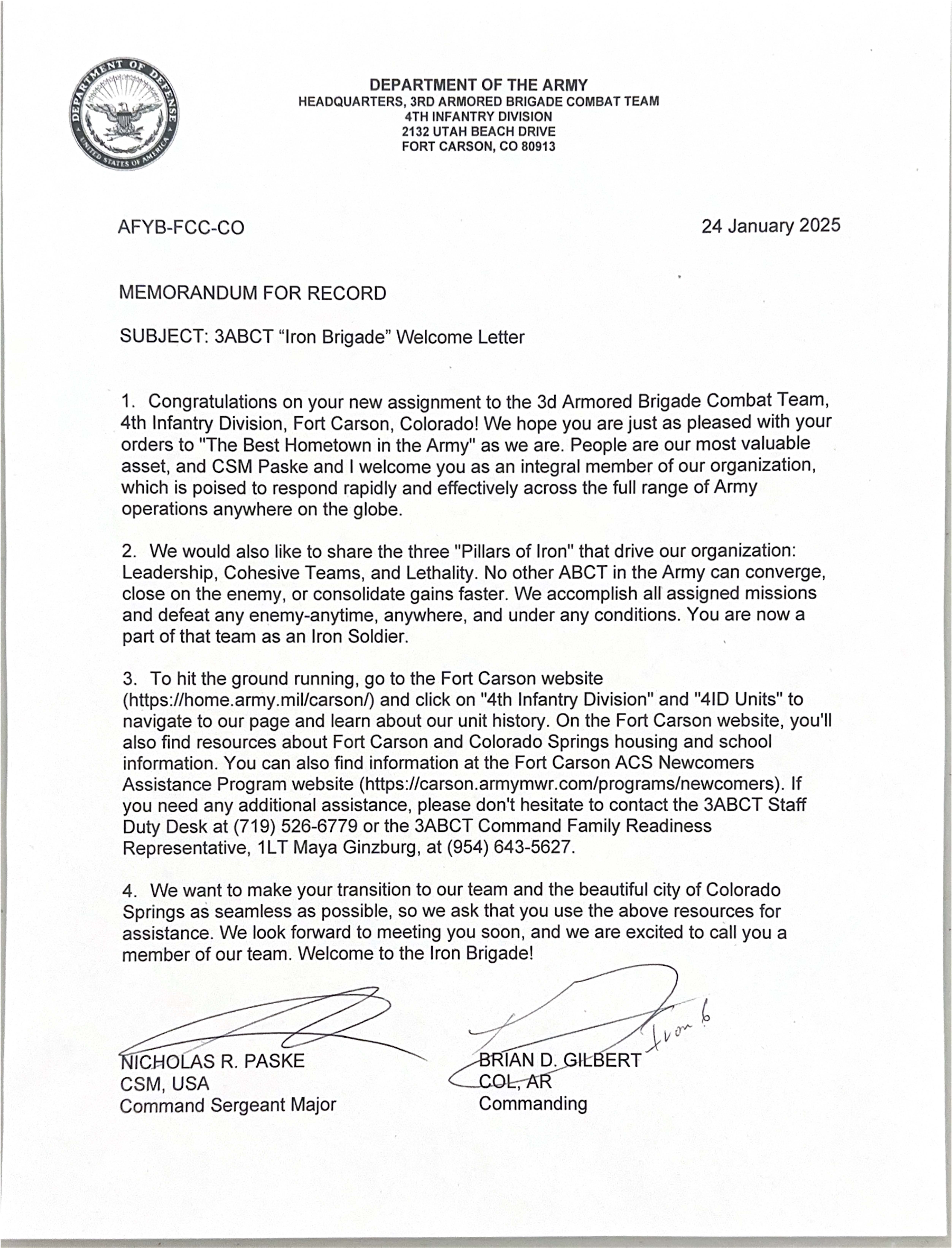 3ABCT Welcome Letter