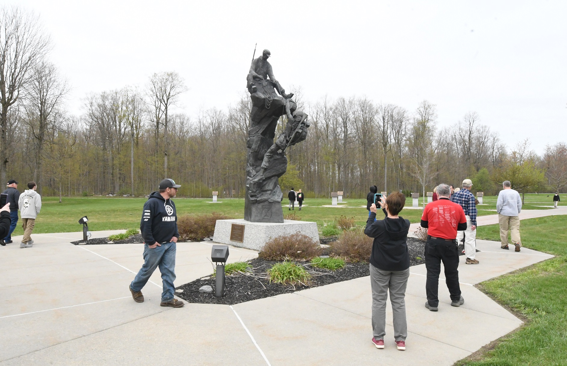 People view Military Mountaineers Monument in Memorial Park 