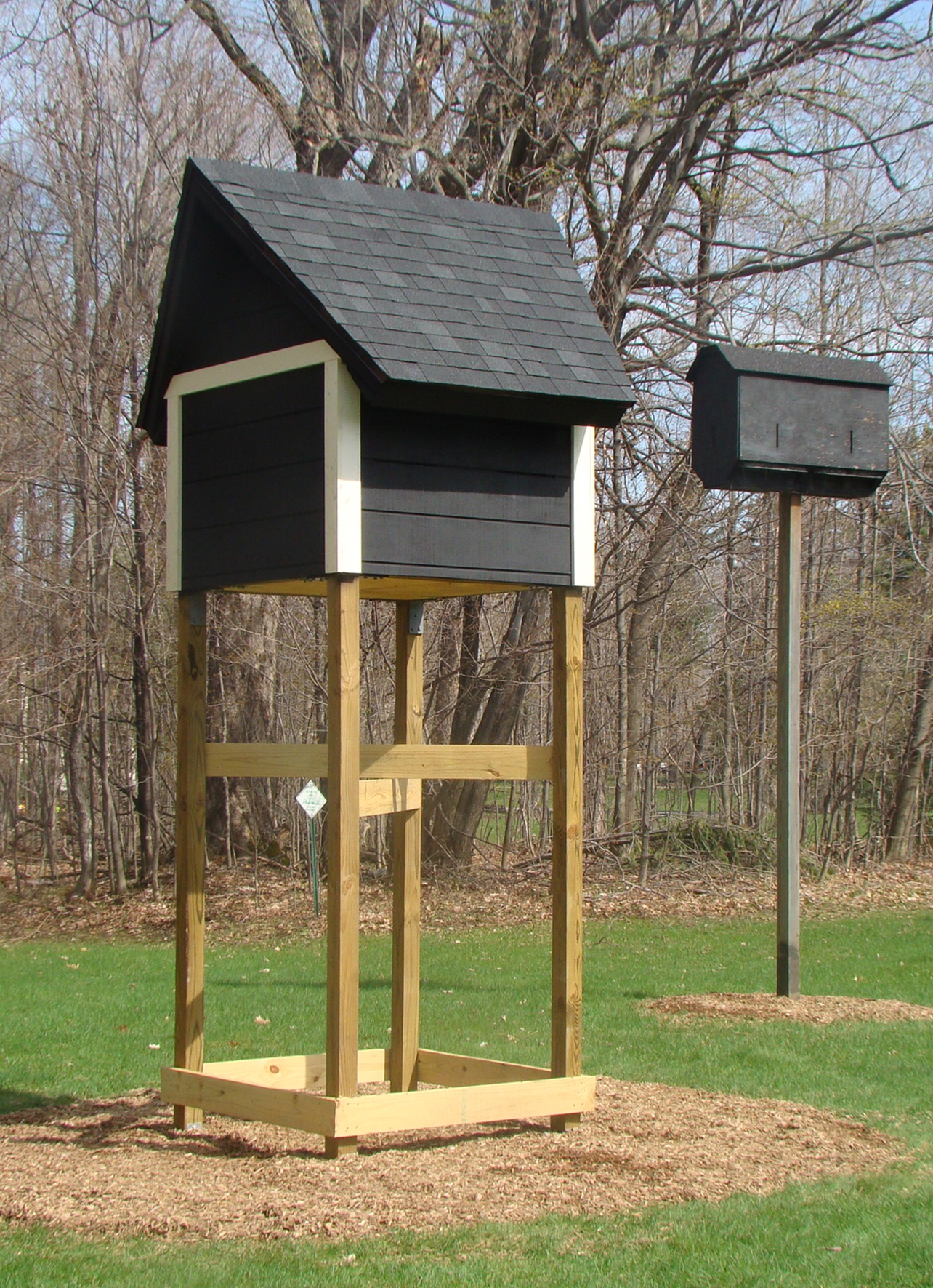 Bat houses outside LeRay Mansion on Fort Drum.