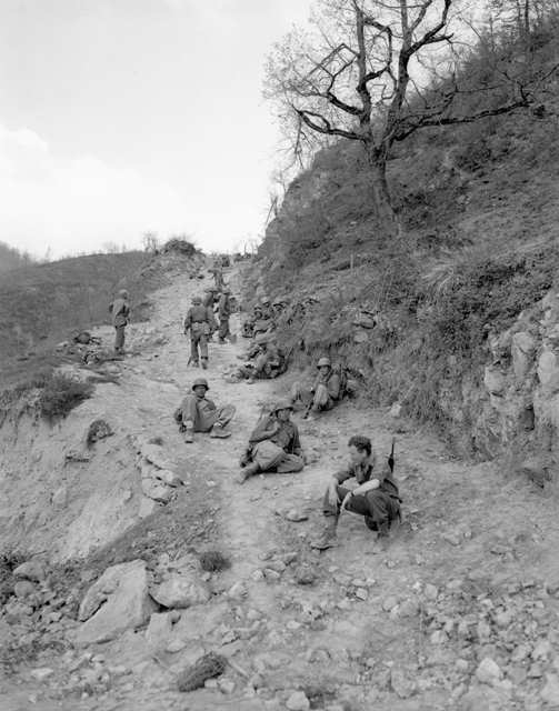 Soldiers resting on patrol