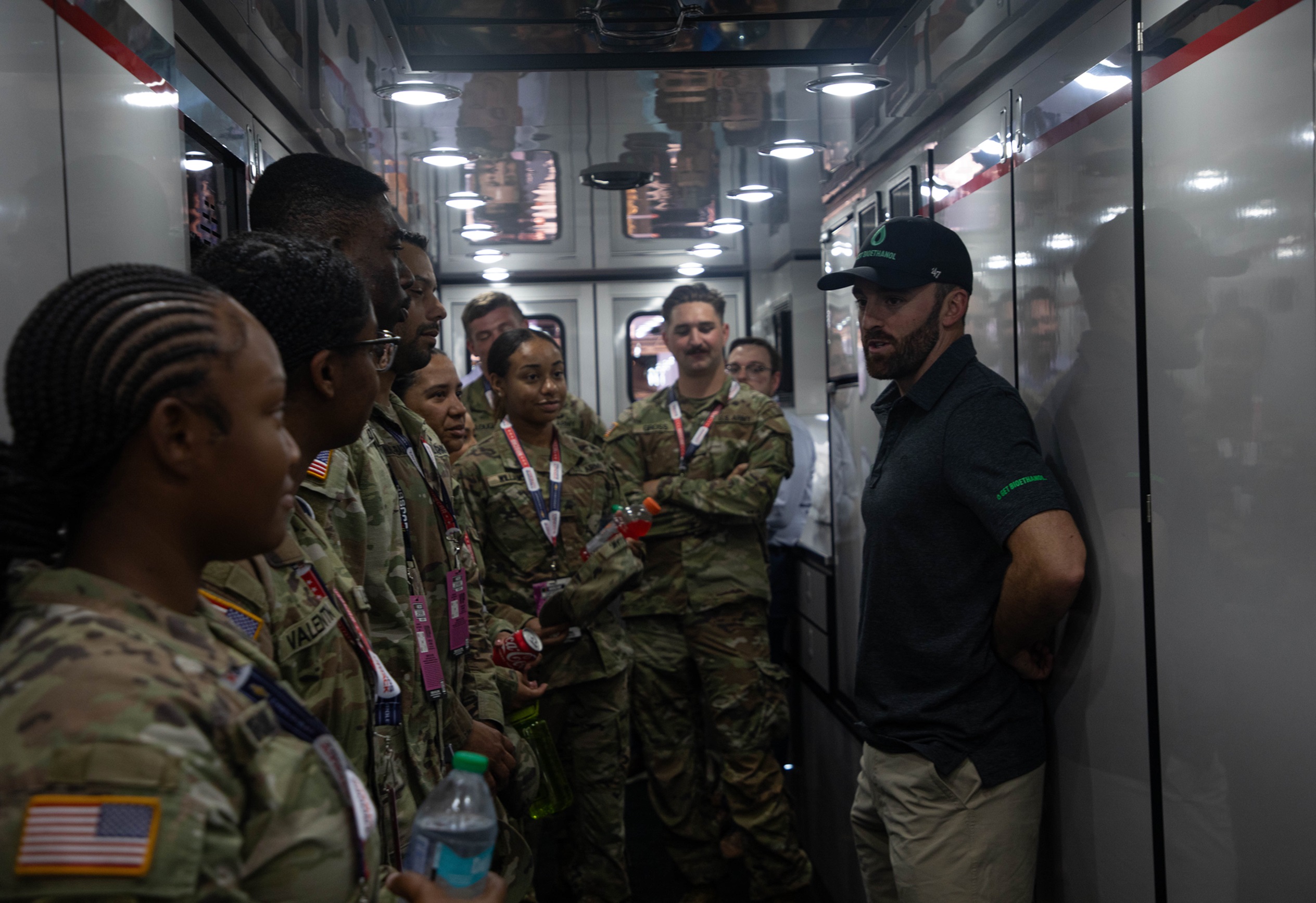 Soldiers meet with NASCAR driver Austin Dillon at Watkins Glen International.