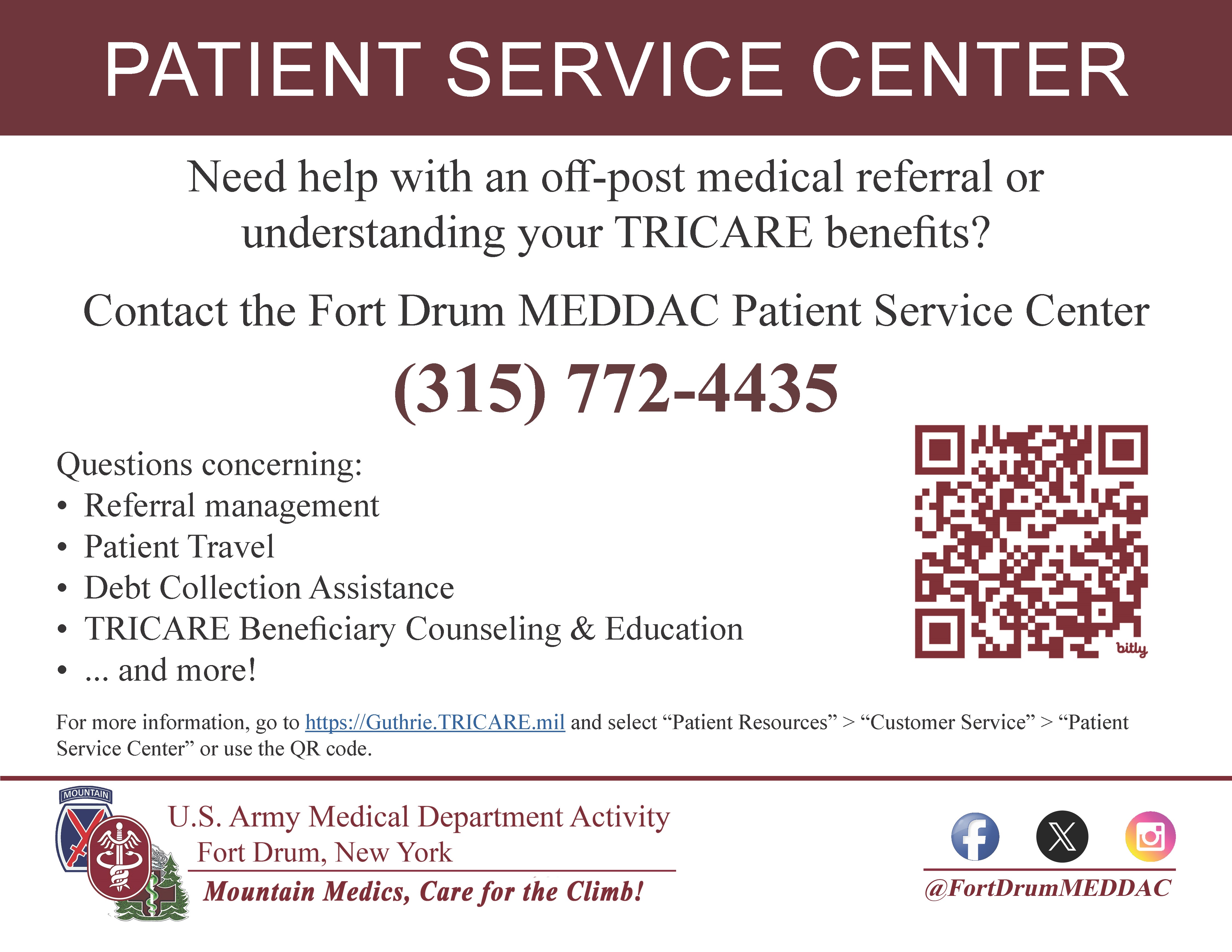Patient Service Center flyer