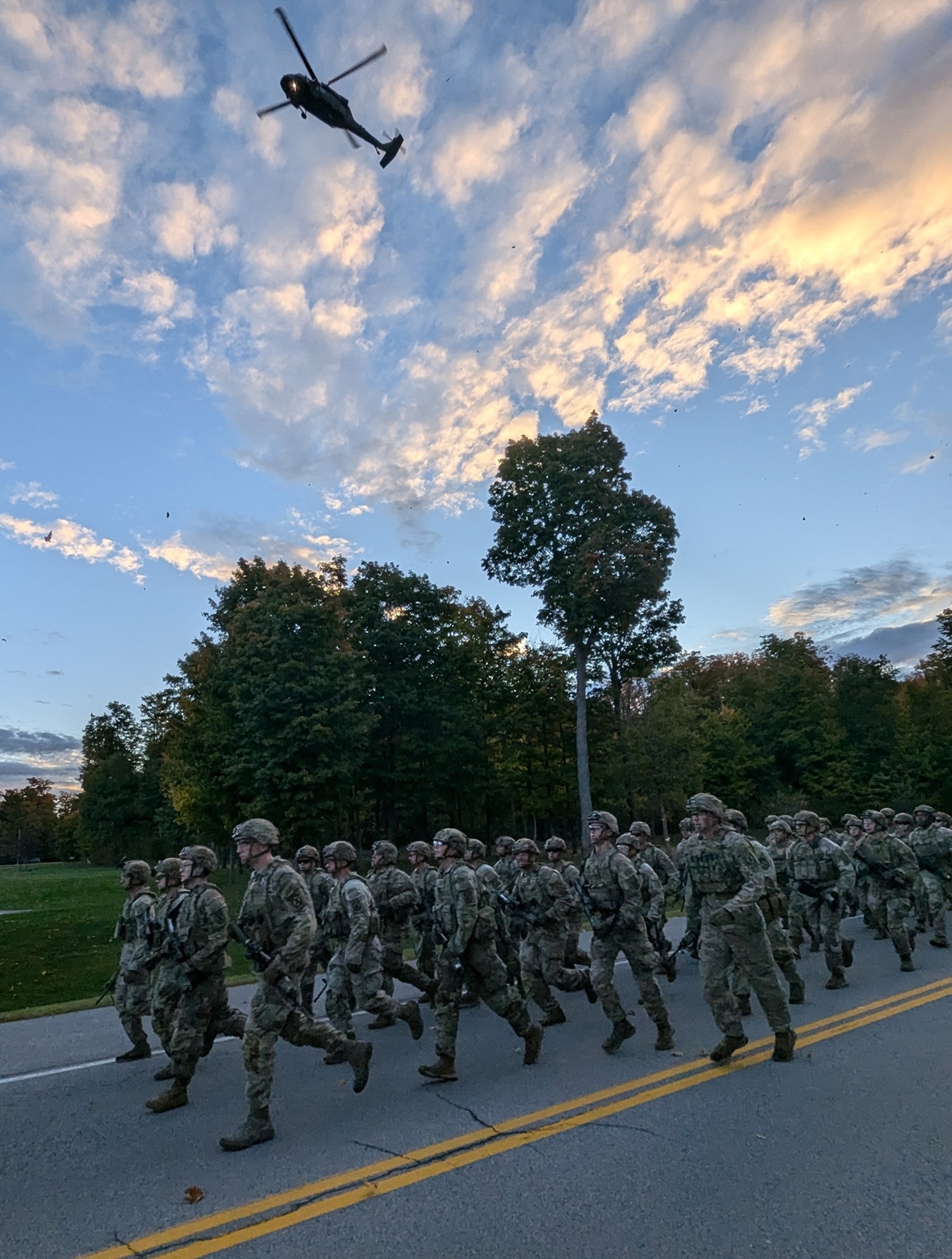 Soldiers and veterans run the Mogadishu Mile during Dragon Heritage Day.at Fort Drum.