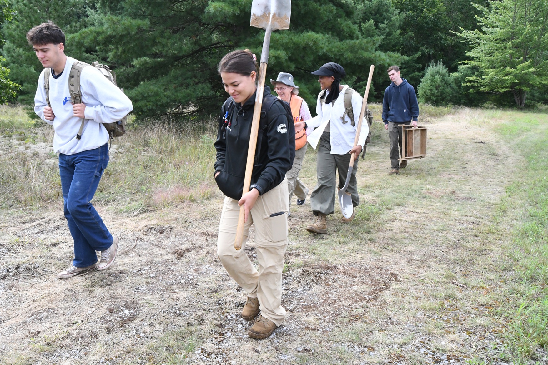 Cadets work with Fort Drum Cultural Resources Section staff to conduct archaeological assessments.