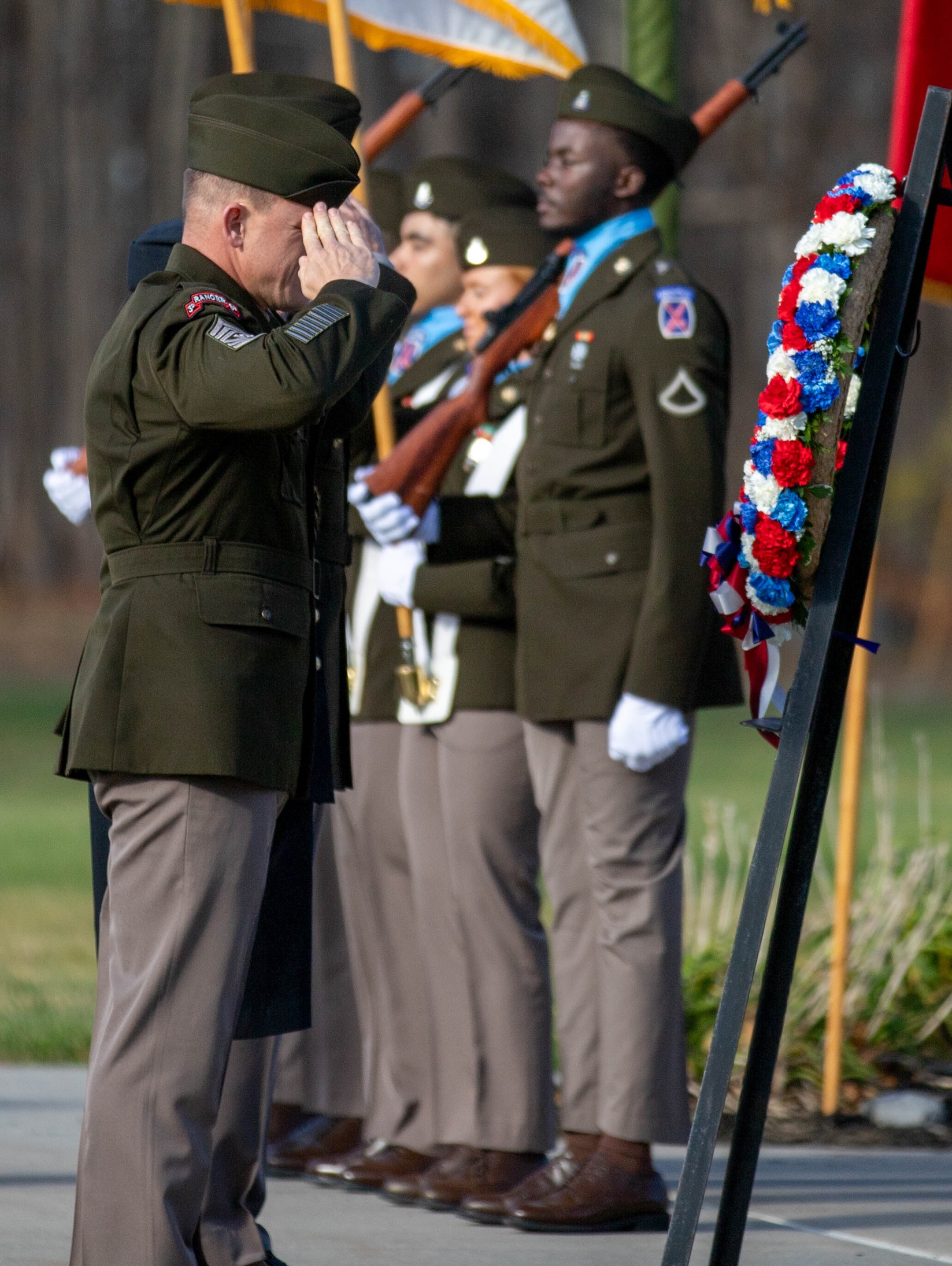 Soldiers participate in wreath-laying ceremony to mark Veterans Day 2024.