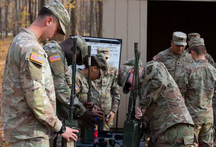 Soldiers learn how to operate radios during training at Fort Drum.