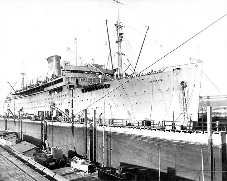 USAT Argentina in dry dock converting to troop ship