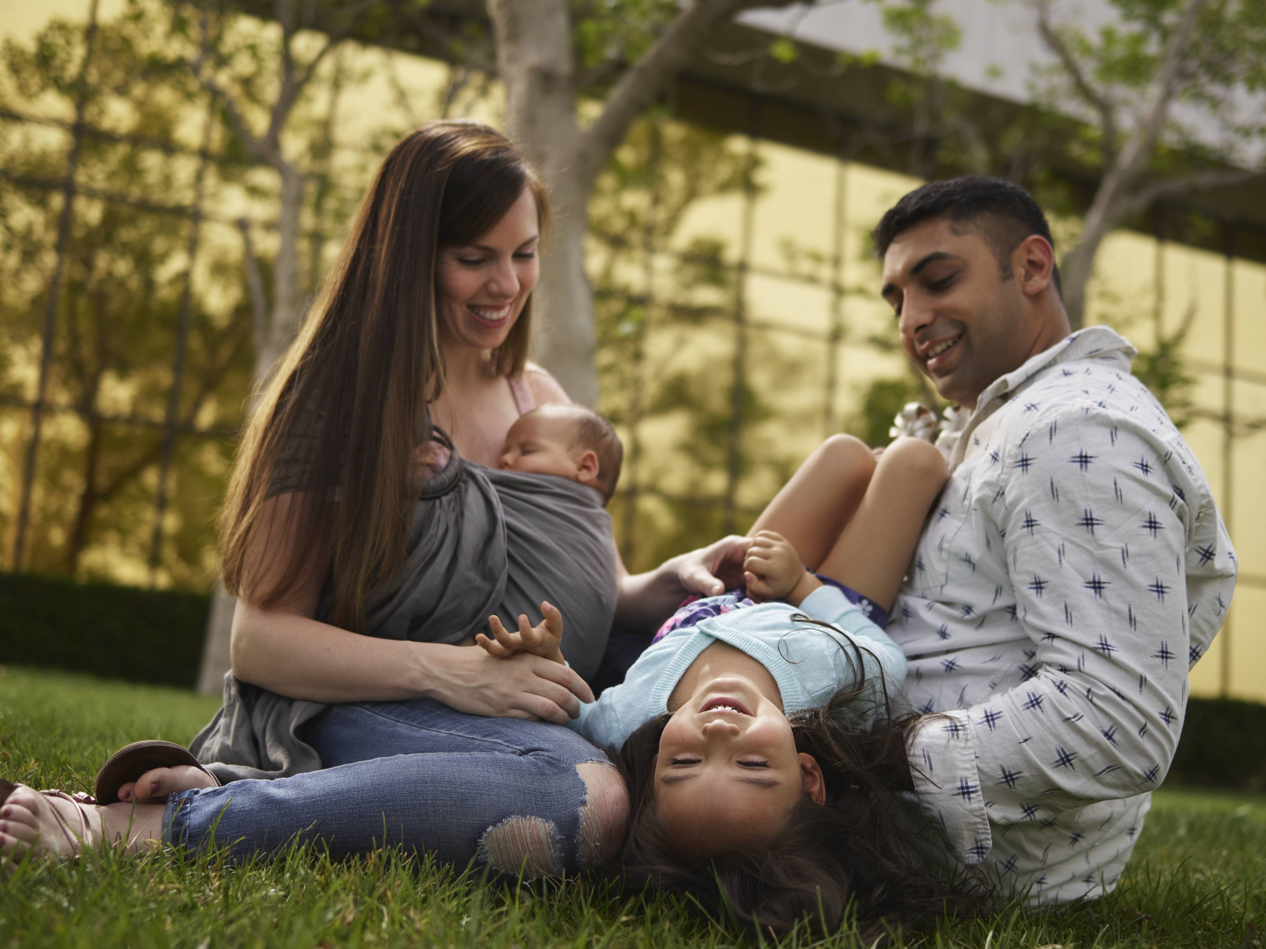 Military family spending time in a park