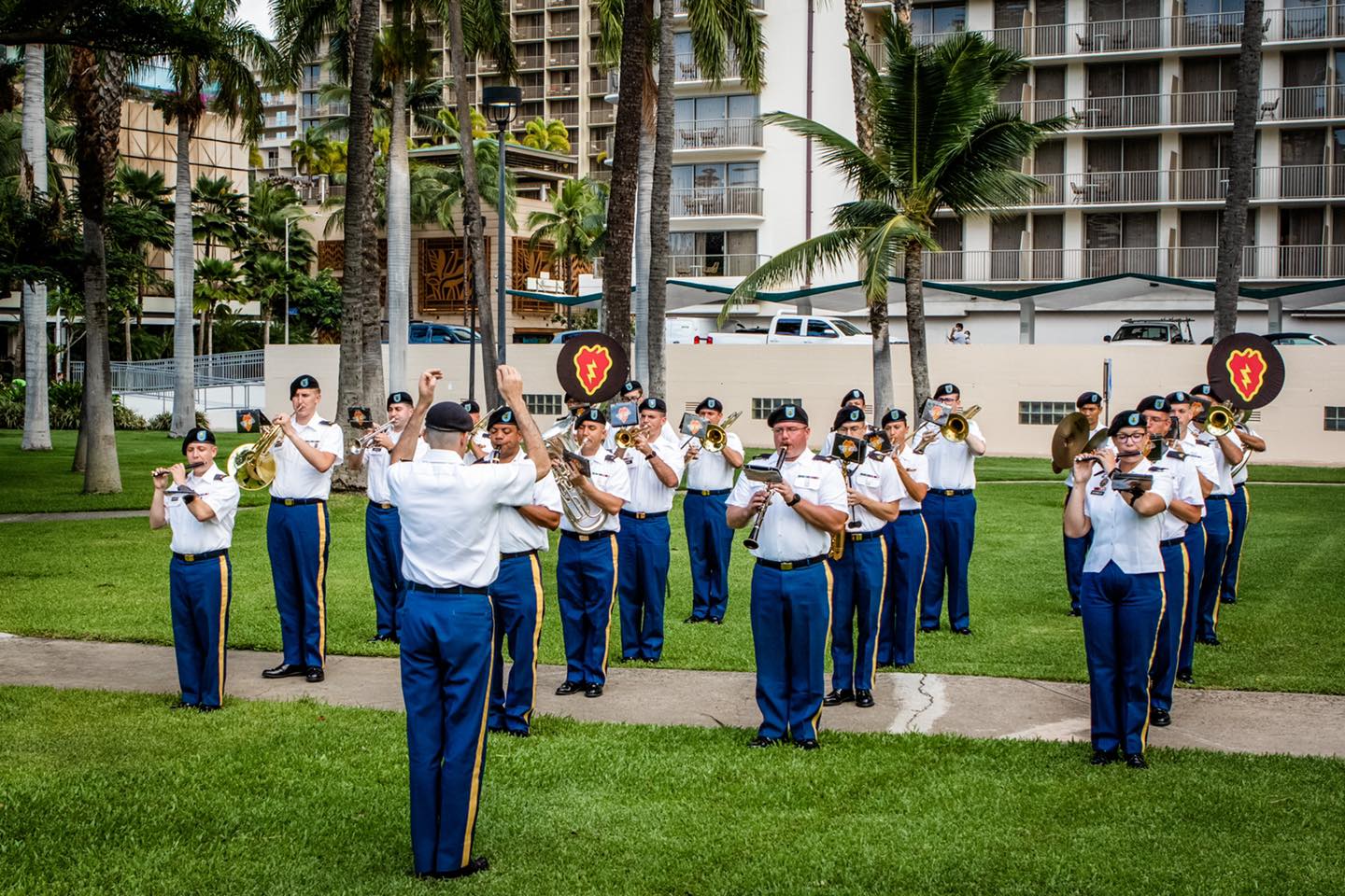 The Ceremonial Band performs for the 80th Pearl Harbor Remembrance at Fort DeRussy