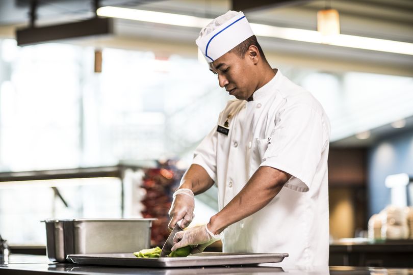     Male Food Service Specialist prepares Lunch