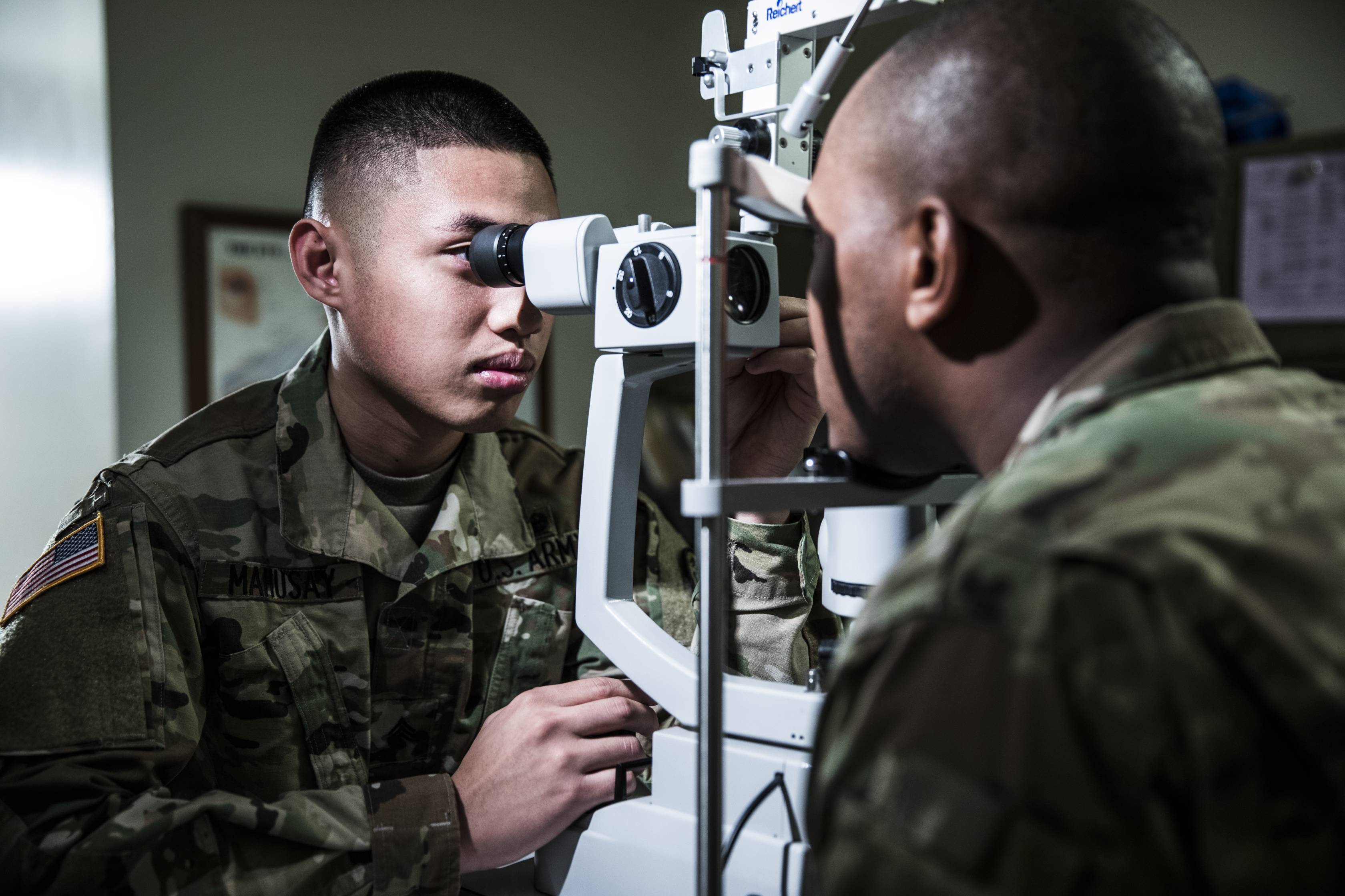 Soldier at an eye appointment