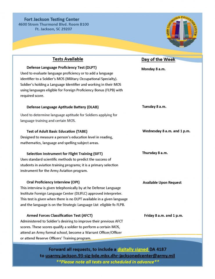 Fort Jackson Ed Ctr Testing Flyer- 2025.jpg