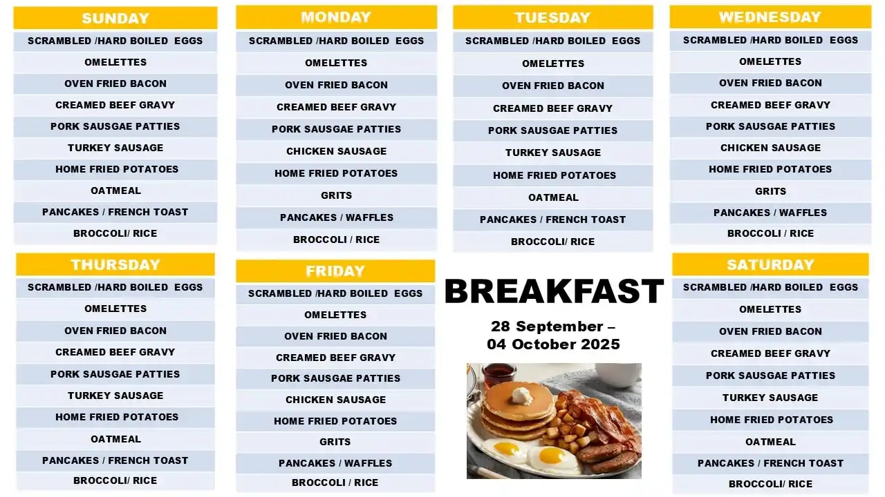 DFAC Breakfast Menu DFAC Breakfast Menu
