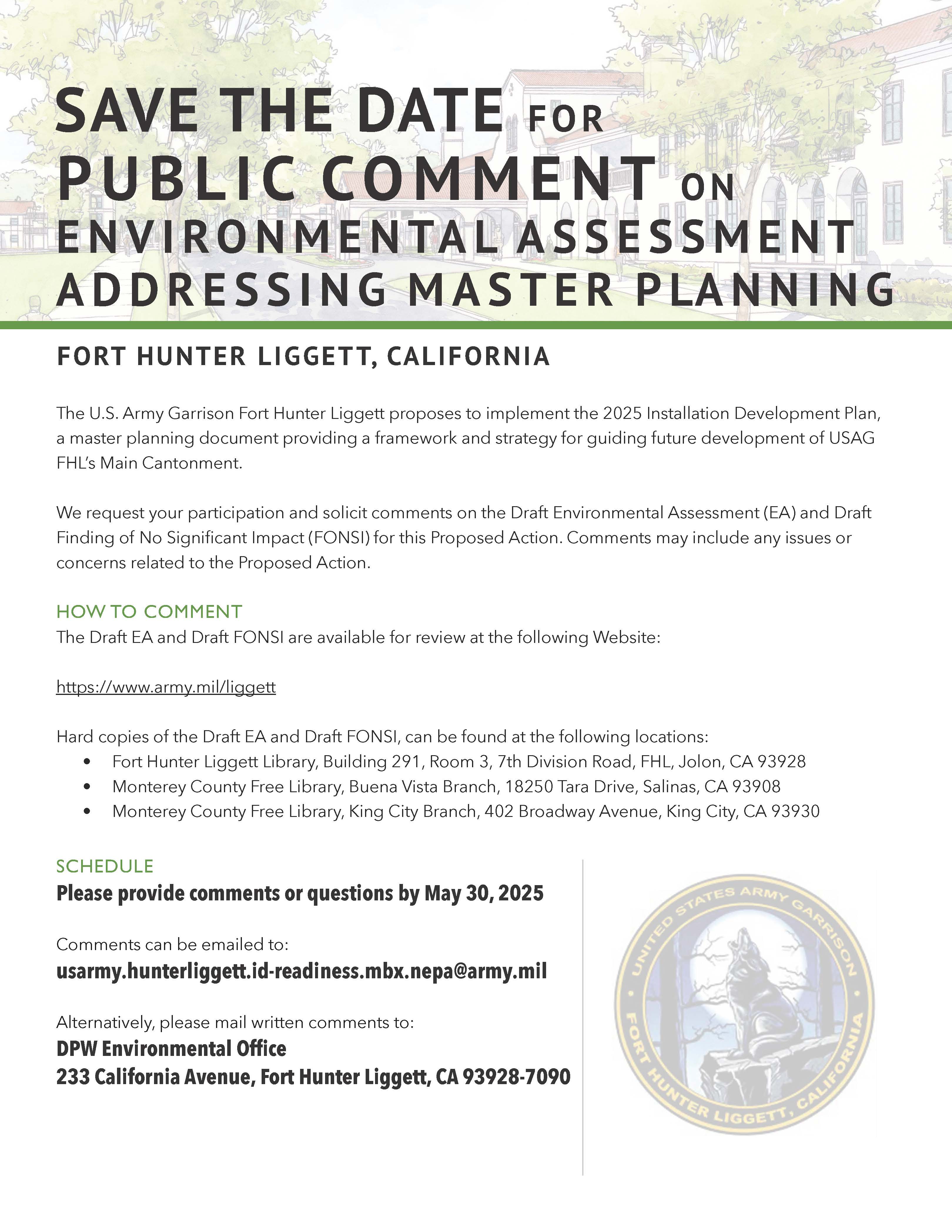 Public comment announcement