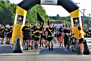 Soldiers participate in the Army Birthday 5k Run on June 11 that started in front of Rumpel Fitness Center at Fort McCoy.
