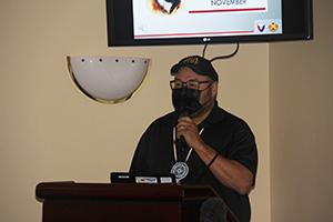Photo: (Above) William Quackenbush, tribal historic preservation officer and Cultural Resources Division manager for the Ho-Chunk Nation, speaks to Fort McCoy community members as part of the National Native American Heritage Month observance Nov. 18 at McCoy’s Community Center.