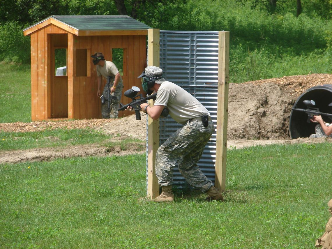 This is a photo of individuals playing paint ball at Fort McCoy