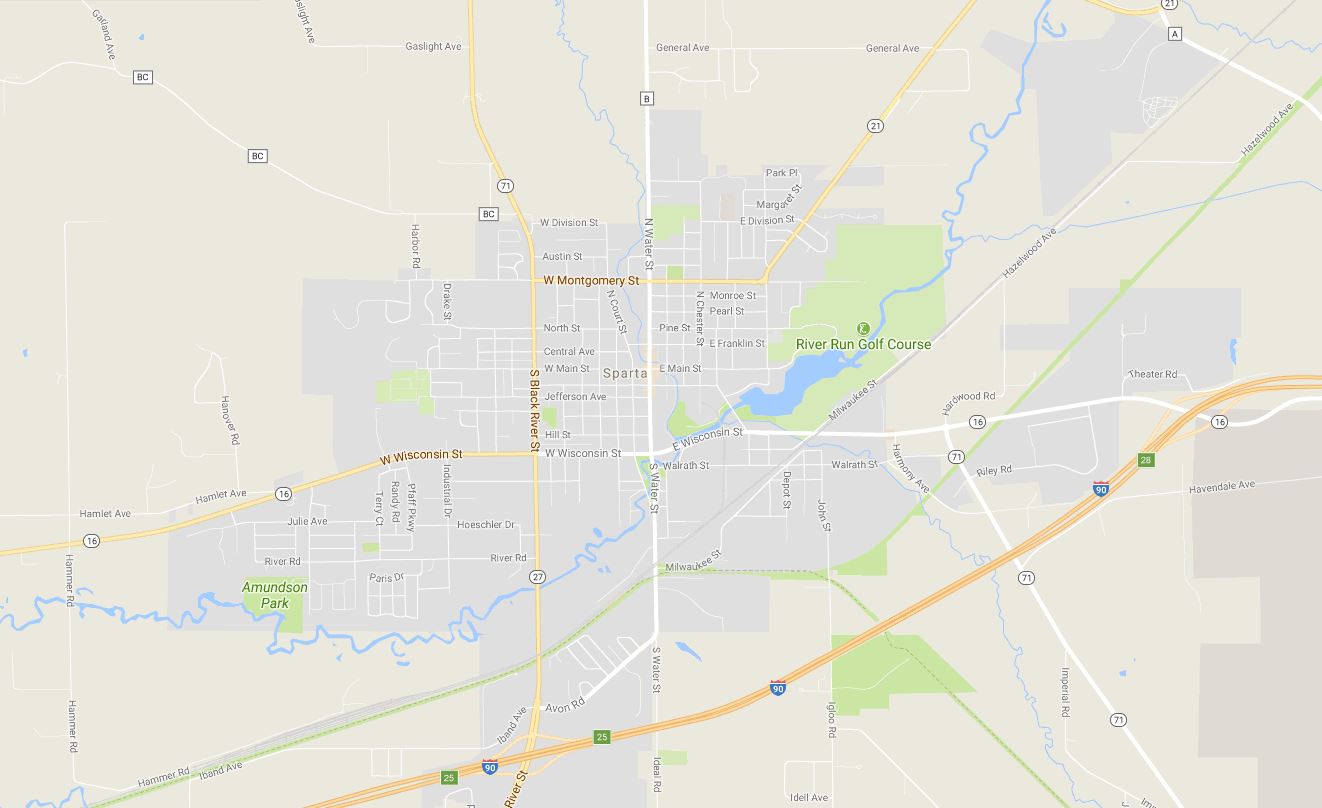 This is a map of downtown Sparta, Wisconsin