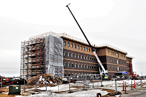Photo: Construction work is shown March 3 in the 1600 block of the cantonment area at Fort McCoy on a second new transient training troops barracks project on the post. The $18.8 million project is at more than 65 percent complete.