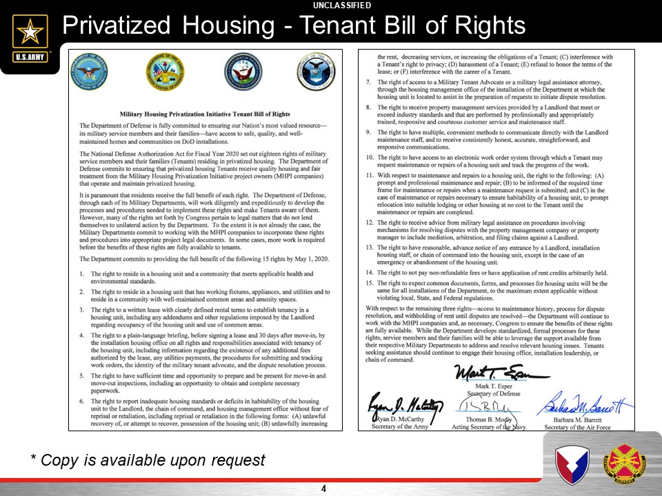 Privatized Housing Bill of Rights