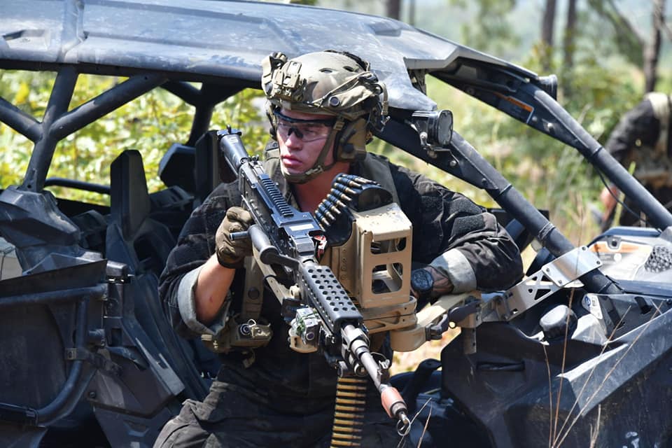 Paratrooper pulls security.