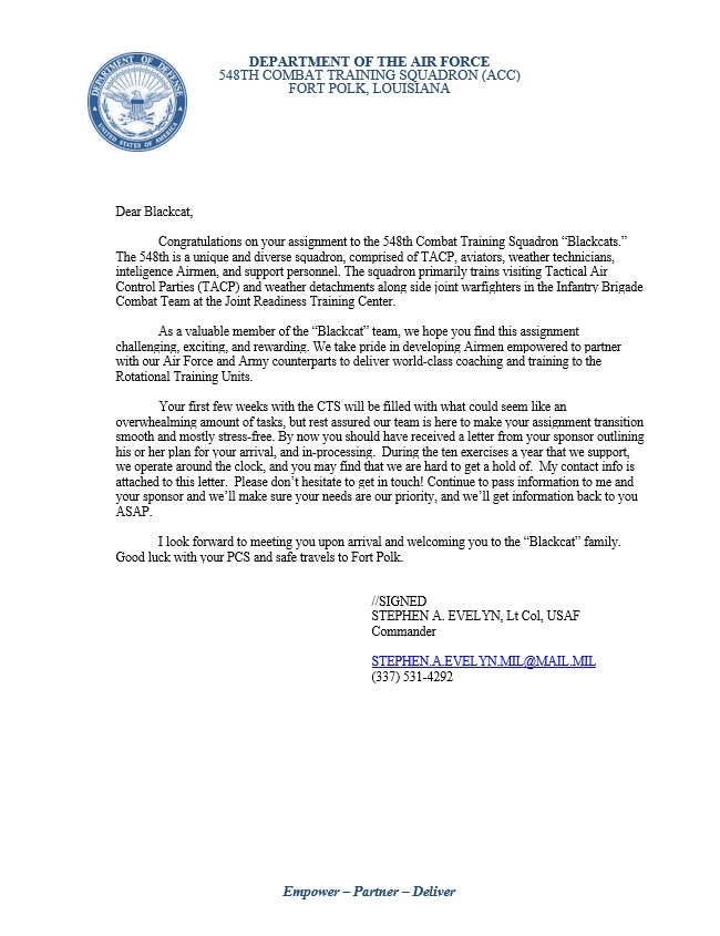Welcome Letter