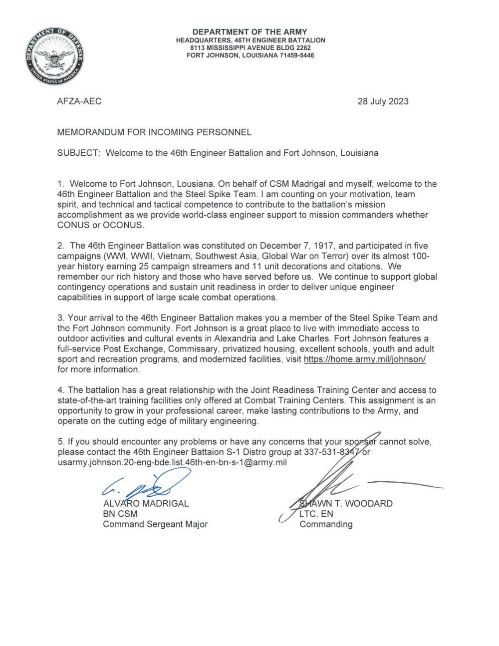 Welcome Letter