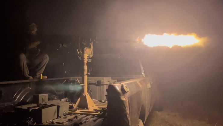 The Gunner of a local militia opens fire on RTU.