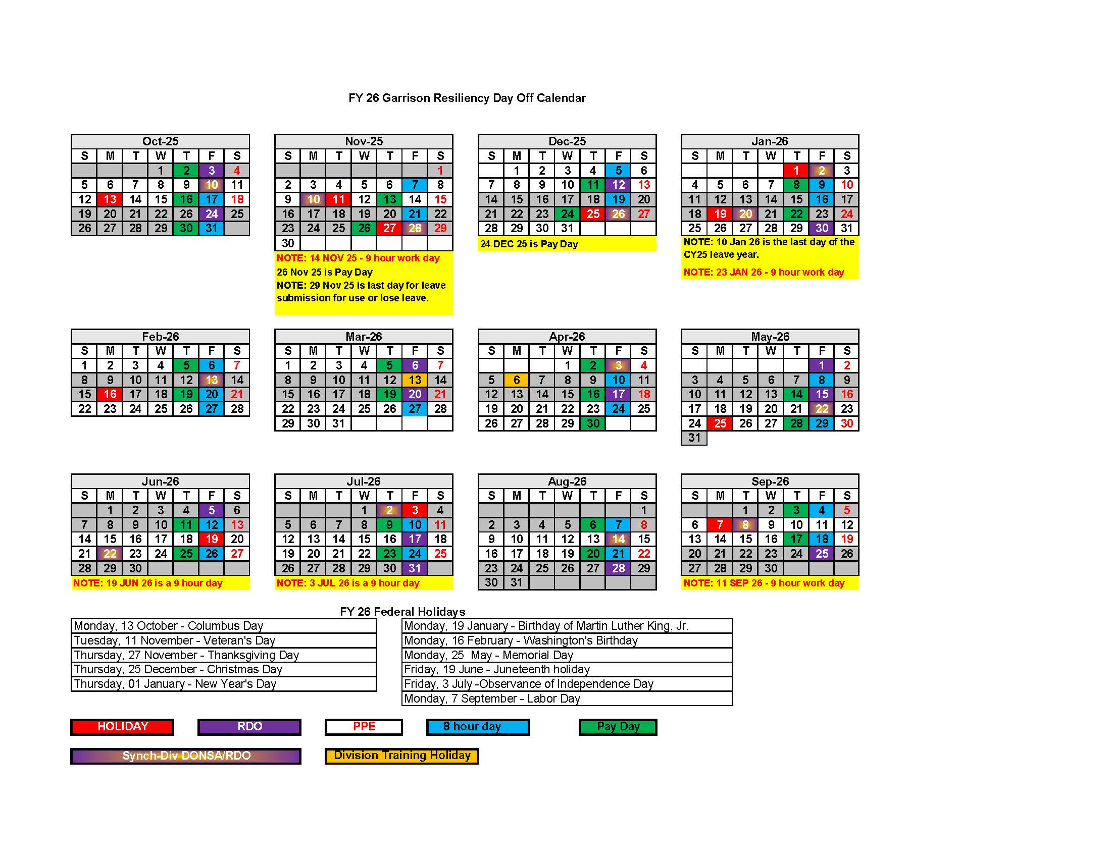 FY26 Fort Riley RDO Calendar.jpg