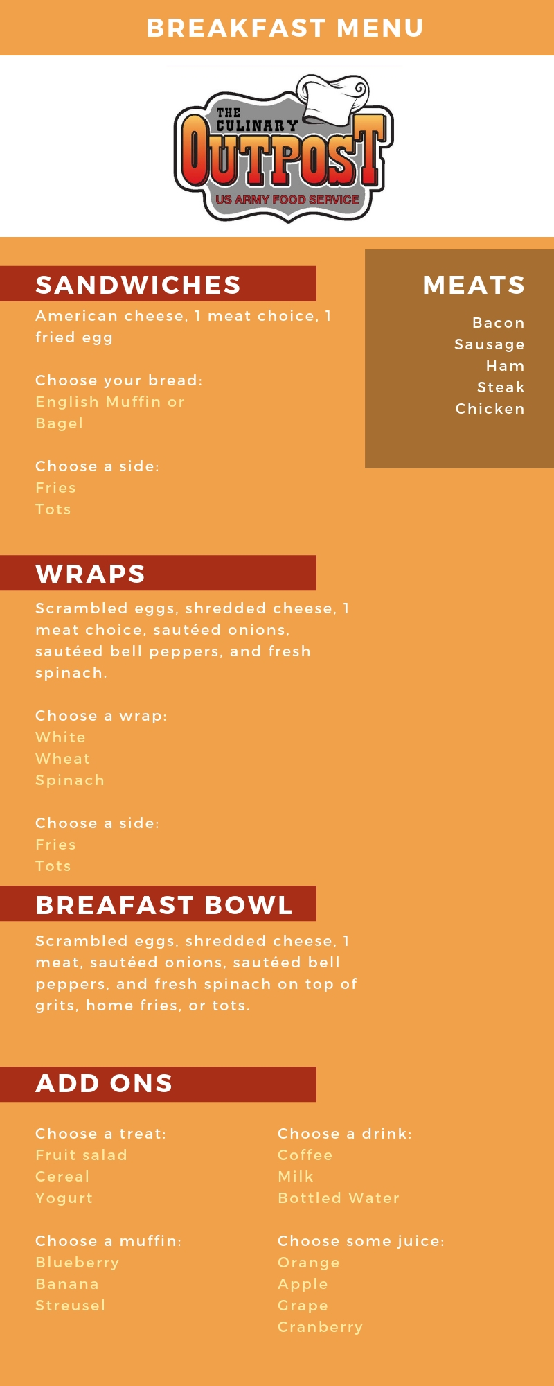 Outpost Food Truck Breakfast Menu
