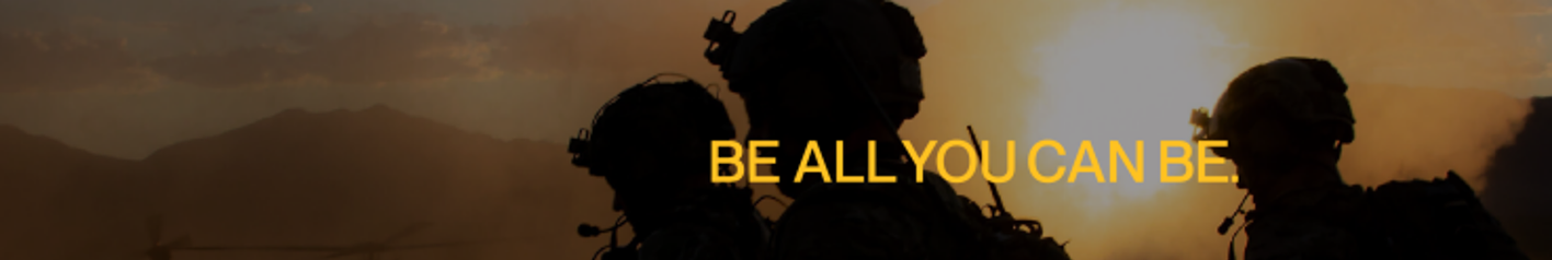 Three Soldier silhouettes in asunset with the words Be All That You Can Be