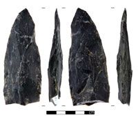 This stone tool fragment was found at Hurricane Bluff.