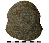 This stone tool was designed as a net sinker and may have been used for fishing in the nearby Delta River.