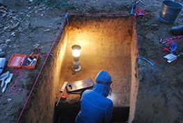 Image of person and lamp at McDonald Creek