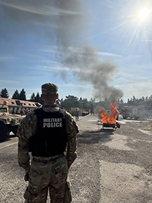 Soldiers conduct an integrated force protection exercise to test emergency response plans during a simulated drone attack.