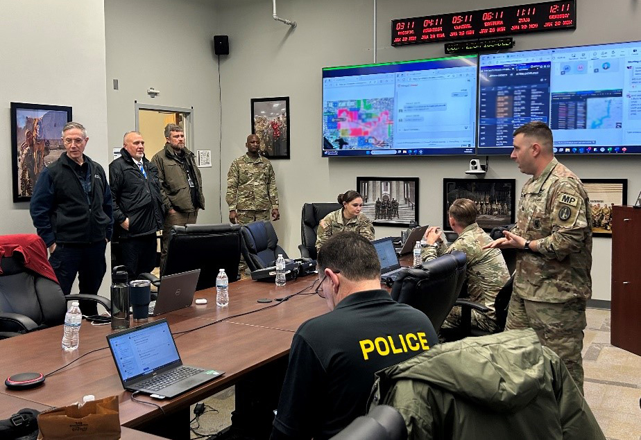 Interagency partners receive a briefing on capabilities.