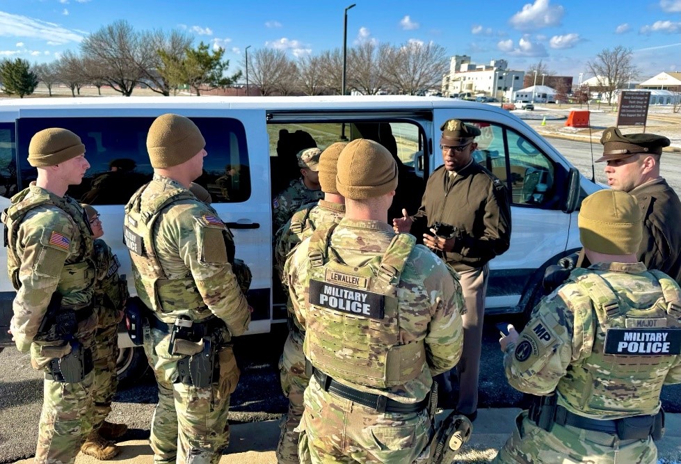 The 289th Military Police Company received a briefing while supporting the 60th Presidential Inauguration.